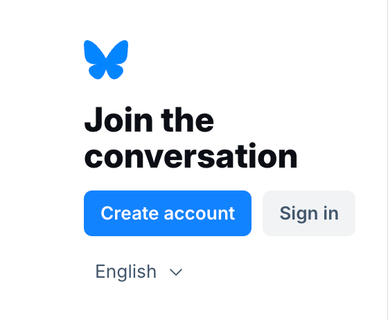 Bluesky signup screen